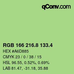 カラーコード: RGB 166 216.8 133.4 | qconv.com