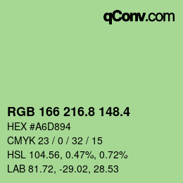 カラーコード: RGB 166 216.8 148.4 | qconv.com
