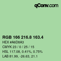 カラーコード: RGB 166 216.8 163.4 | qconv.com