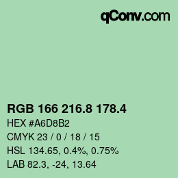 カラーコード: RGB 166 216.8 178.4 | qconv.com
