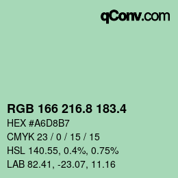 カラーコード: RGB 166 216.8 183.4 | qconv.com