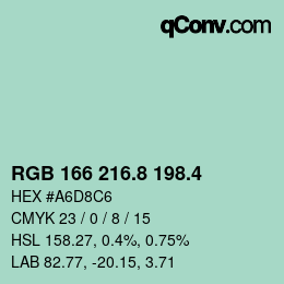カラーコード: RGB 166 216.8 198.4 | qconv.com