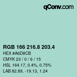 カラーコード: RGB 166 216.8 203.4 | qconv.com