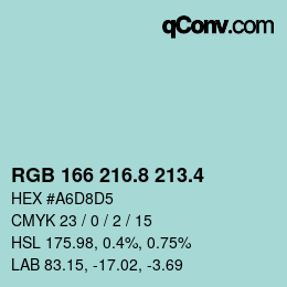 カラーコード: RGB 166 216.8 213.4 | qconv.com