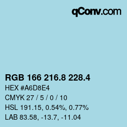 カラーコード: RGB 166 216.8 228.4 | qconv.com