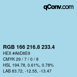 カラーコード: RGB 166 216.8 233.4 | qconv.com