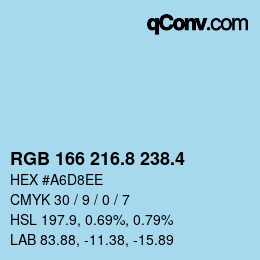 カラーコード: RGB 166 216.8 238.4 | qconv.com