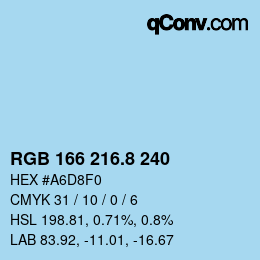 カラーコード: RGB 166 216.8 240 | qconv.com