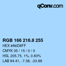 Color code: RGB 166 216.8 255 | qconv.com