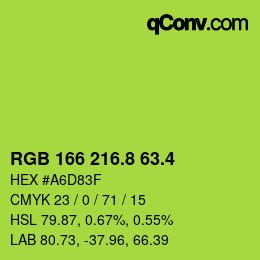 カラーコード: RGB 166 216.8 63.4 | qconv.com
