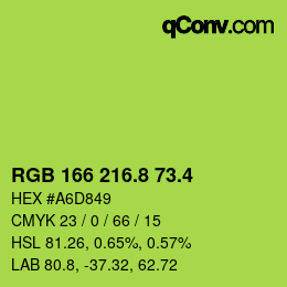 カラーコード: RGB 166 216.8 73.4 | qconv.com