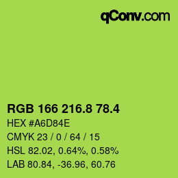 カラーコード: RGB 166 216.8 78.4 | qconv.com