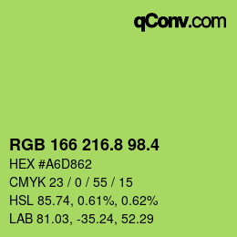 カラーコード: RGB 166 216.8 98.4 | qconv.com
