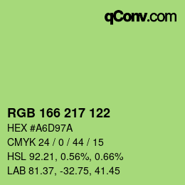 カラーコード: RGB 166 217 122 | qconv.com