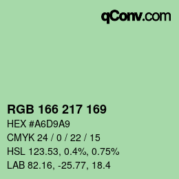 颜色代码: RGB 166 217 169 | qconv.com