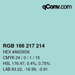 Farbcode: RGB 166 217 214 | qconv.com