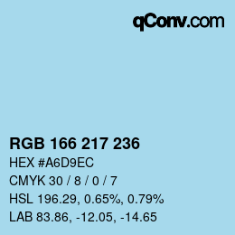 カラーコード: RGB 166 217 236 | qconv.com