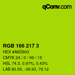Color code: RGB 166 217 3 | qconv.com