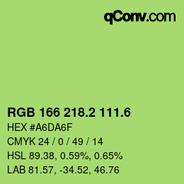 カラーコード: RGB 166 218.2 111.6 | qconv.com