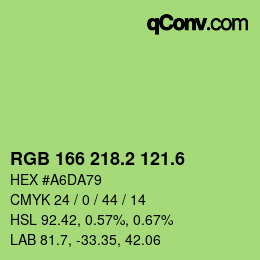 カラーコード: RGB 166 218.2 121.6 | qconv.com