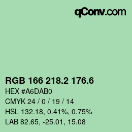 カラーコード: RGB 166 218.2 176.6 | qconv.com