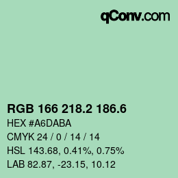 カラーコード: RGB 166 218.2 186.6 | qconv.com