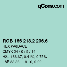 カラーコード: RGB 166 218.2 206.6 | qconv.com