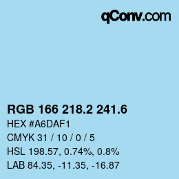 カラーコード: RGB 166 218.2 241.6 | qconv.com