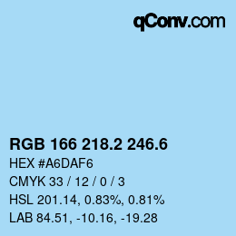 カラーコード: RGB 166 218.2 246.6 | qconv.com