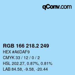 カラーコード: RGB 166 218.2 249 | qconv.com