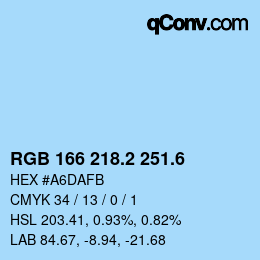 カラーコード: RGB 166 218.2 251.6 | qconv.com