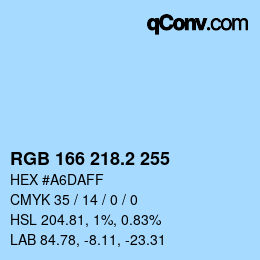 カラーコード: RGB 166 218.2 255 | qconv.com