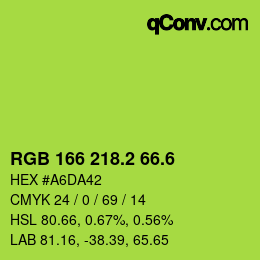 カラーコード: RGB 166 218.2 66.6 | qconv.com