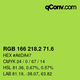カラーコード: RGB 166 218.2 71.6 | qconv.com