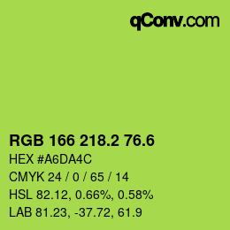 カラーコード: RGB 166 218.2 76.6 | qconv.com