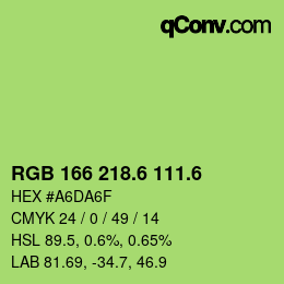 カラーコード: RGB 166 218.6 111.6 | qconv.com