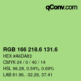 カラーコード: RGB 166 218.6 131.6 | qconv.com