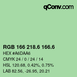 カラーコード: RGB 166 218.6 166.6 | qconv.com