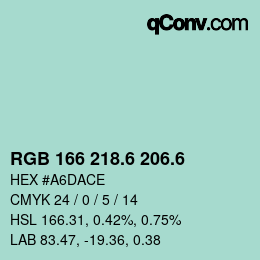 カラーコード: RGB 166 218.6 206.6 | qconv.com