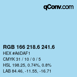 カラーコード: RGB 166 218.6 241.6 | qconv.com