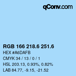 カラーコード: RGB 166 218.6 251.6 | qconv.com