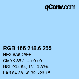 カラーコード: RGB 166 218.6 255 | qconv.com