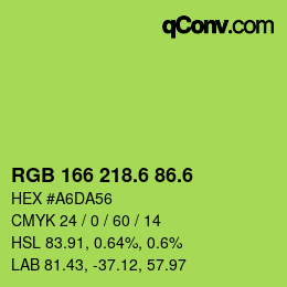 カラーコード: RGB 166 218.6 86.6 | qconv.com