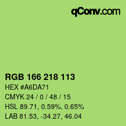 Color code: RGB 166 218 113 | qconv.com