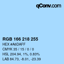 Color code: RGB 166 218 255 | qconv.com