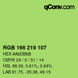 Color code: RGB 166 219 107 | qconv.com