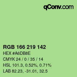 Color code: RGB 166 219 142 | qconv.com