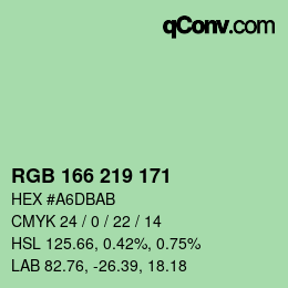 Color code: RGB 166 219 171 | qconv.com