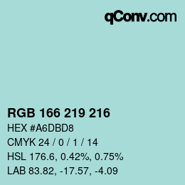 Color code: RGB 166 219 216 | qconv.com