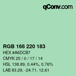 Farbcode: RGB 166 220 183 | qconv.com
